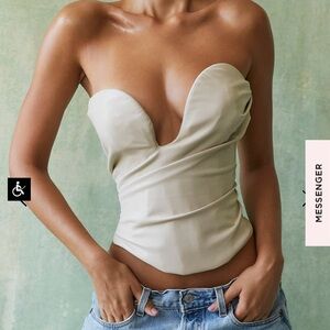 House of CB SAFFIRA PLUNGE VEGAN LEATHER CORSET